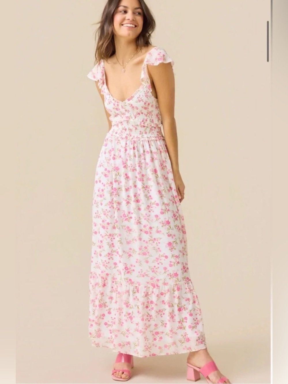 Altar'd State Pink Floral Maxi Dress